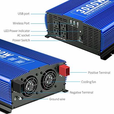 Kinverch 3000W Pure Sine Wave Power Inverter DC 12V to 110V AC Car  Converter with 4 AC Outlets/2 USB Ports, Inverter with Remote Control for  Home,RV,Truck,Camping,Off Grid Solar System - Yahoo Shopping
