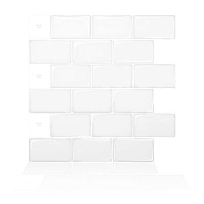 Long King Tile Peel and Stick Backsplash Tile White Subway Wall Tile 12 in. x 12 in. (10-Pack) - 1