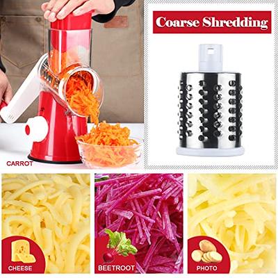 Rotary cheese Grater Shredder with handle 3 in 1 Nut grinder chopper round  Tumbling box Mandoline slicer Vegetables slicers, Red - Yahoo Shopping