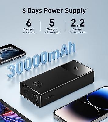 Baseus 30000mAh Portable Charger, 22.5W Power Bank Fast Charging Battery  Pack with 2 USB-A, 1 USB-C and 1 Micro USB Ports Compatible with iPhone