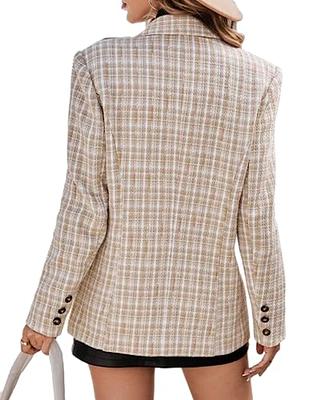 Mina Self Women's Plaid Tweed Blazer