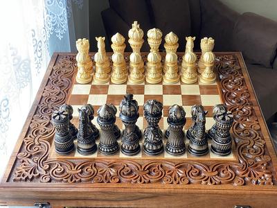 Bold Luxury Chess Set with hand-carved wooden pieces and supreme board –