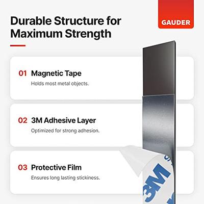 Magnet Strips with Adhesive Backing - Flat Thin Magnetic Tape for