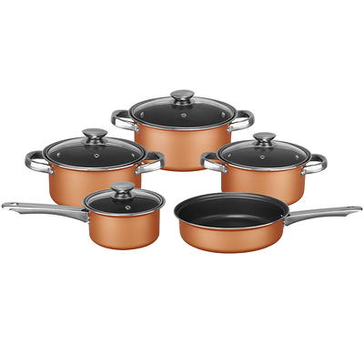 MICHELANGELO Stone Cookware Set 10 Piece, Ultra Nonstick Pots and Pans Set  with Stone-Derived Coating for Kitchen, Granite - 10 Piece