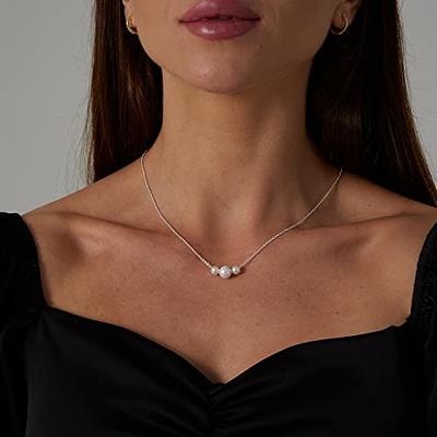 Buy Dainty Multiple-floating Pearl Choker Necklace, Adjustable