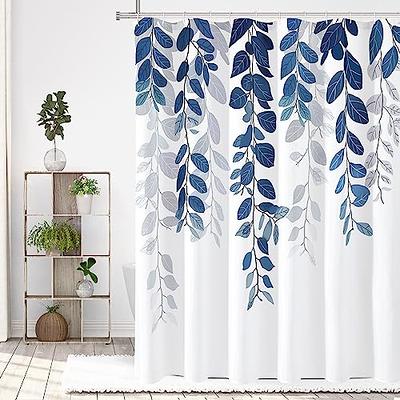 Tititex Green Eucalyptus Shower Curtain, Watercolor Leaves On The Top Plant with Floral Bathroom Decoration Shower Curtain Sets 72x72 inch with Hooks