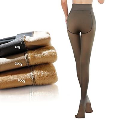 Fleece Lined Tights for Women High Waisted Winter Warm Sheer Black Womens  Thick Tights Thermal Fake Translucent Pantyhose 