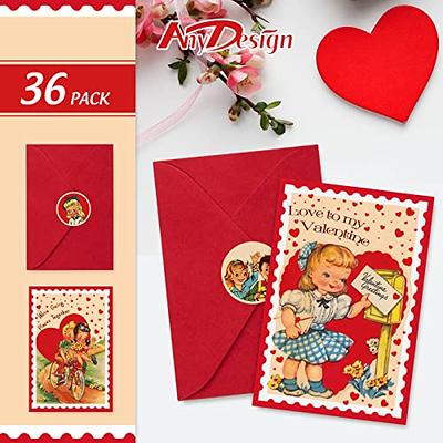 Happy Valentine's Day Greeting Card Kit, 4 Cards with Envelopes, Red  Hearts, DIY Card Kit, Adult Valentines Craft, Card Making Supplies