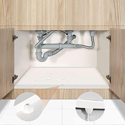 Kitchen Bathroom Under Sink Mat Waterproof Silicone Drip Tray Pad w/ Drain  Hole