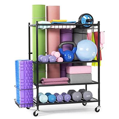 Mythinglogic Yoga Mat Storage Racks, Home Gym Storage Rack for Dumbbells,  Foam Roller, Yoga Strap and Resistance Bands, Yoga Mat Holder, Workout