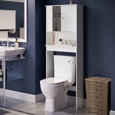 24.8 in. W x 77 in. H x 7.87 in. D Gray MDF Bathroom Over-the-Toilet Storage Cabinet with Doors and Shelves