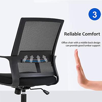 Home Office Chair Ergonomic Desk Chair Mesh Computer Chair with Lumbar  Support Armrest Executive Rolling Swivel Adjustable Mid Back Task Chair for