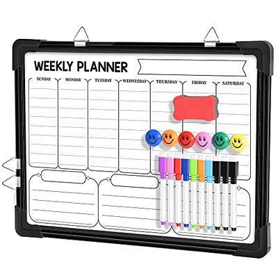 Xpener Dry Erase Weekly Calendar Whiteboard for Wall, 16 x 12 Magnetic  White Board Dry Erase Calendar Memo Board, Hanging Double-Sided Planner  Board for Home, School, Office, Kitchen (Black) - Yahoo Shopping