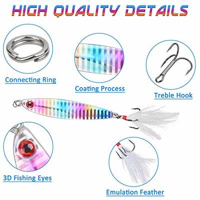  Goture Fishing Jigs, 20g Vertical Jig Saltwater Freshwater,  Jig Fishing Lures with Assist Hook and Treble Hook, 5PCS Fishing Jigging  Spoon Lures with Tackle Box, Fishing Jig for Tuna,Salmon,Bass 