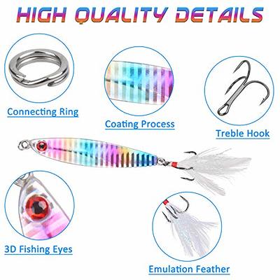 Gefischtter Fishing Jigs Vertical Saltwater Jigs Metal Jigging Spoon Slow  Jigging Pitching Fishing Lures with Assist Hooks for