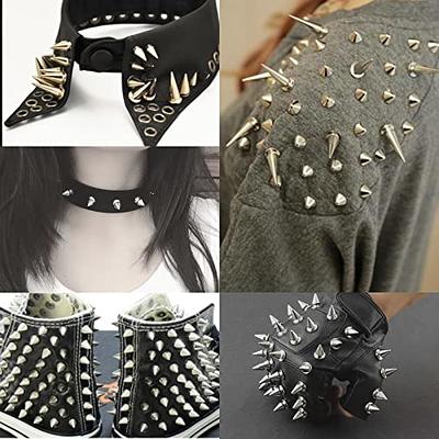 100pcs/set Silver Gold Cone Studs And Spikes DIY Craft Cool Punk Garment  Rivets For Clothes