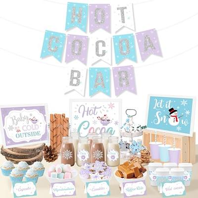 Hot Cocoa Bar Kit Hot Chocolate Bar Supplies Toppings Labels Cup Tags Stickers for Wintertime Holiday Christmas Party New Year Party Birthday Party
