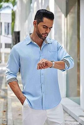  Linen Shirts for Men, Men's Linen Button Down Shirts Stylish  Short Sleeve Lightweight Casual Wedding Summer Beach T Shirts Khaki :  Sports & Outdoors