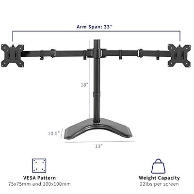 BONTEC Dual Monitor Desk Mount, Monitor Stand for 13–27 Inch LCD LED 2  Monitors, Ergonomic Full Motion Heavy Duty Double Arms Hold up to 22 lbs,  VESA