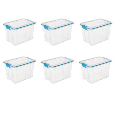 Sterilite Plastic 30 Gallon Tote Box Clear/ Titanium Set of 6 