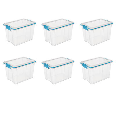 Sterilite 20 Qt. Gasket Box Plastic, Blue Aquarium, Set of 6