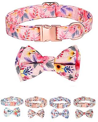 Girl Dog Collars Floral Female Dog Collars with Flower Bow Tie Dog Collar  for Cute Girl Female Cats Dogs Spring Summer Season Dog Collars for Small