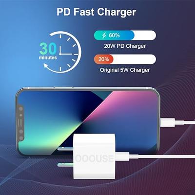 DABUSTAR for iPhone Fast Charger, 20W USB C PD Wall Charger Block Plug  with[MFi Certified]6ft Type C to Lightning Cable Quick Charging Data Sync  Cord