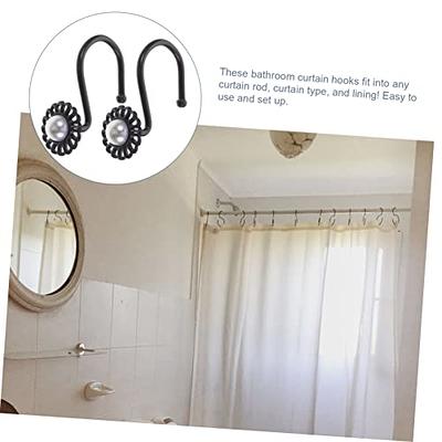 12pcs Shower Curtain Hooks, Shower Rod Hook, Rust-proof Iron Shower Rings  For Curtain Bathroom Shower Rods, Bathroom Accessories