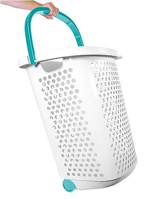 Gracious Living Easy Carry Flex 87 L Plastic Laundry Hamper, White