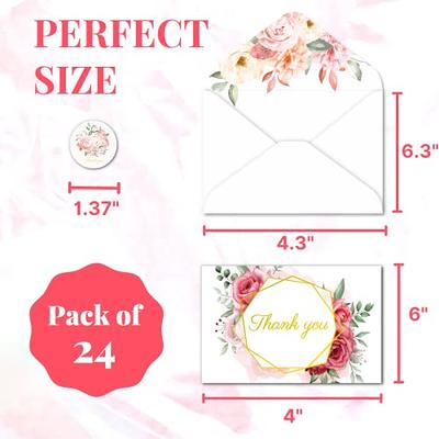 24 Pack Assorted Blank Cards with Envelopes & Stickers - 24 Unique Designs Blank Cards & Envelopes 4x6 Inches, Cards Bulk Greeting Cards with