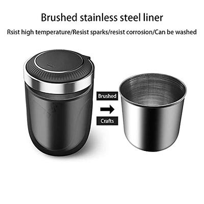 Detachable Stainless Steel Car Ashtray with Lid and LED Light