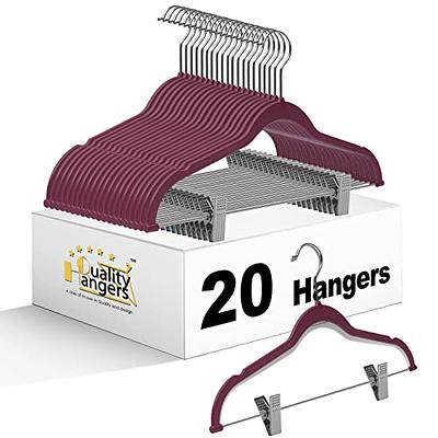 Velvet Slim Clothes Hangers, With Metal Clips, Hook Swivel 360