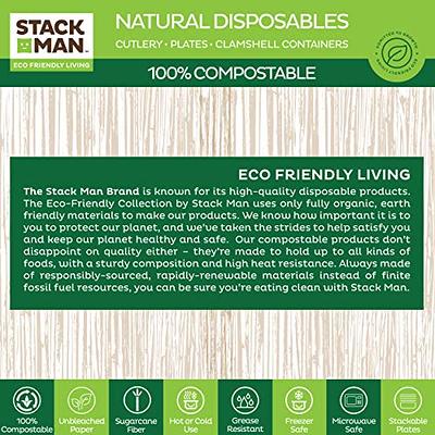 100% Compostable Disposable Paper Plates [125-Pack] - (PFAS-Free