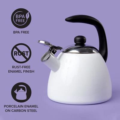 Farberware Bella Water Kettle, Whistling Tea Pot, Works For All Stovetops,  Porcelain Enamel on Carbon Steel, BPA-Free, Rust-Proof, Stay Cool Handle,  2.5qt (10 Cups) Capacity (White) - Yahoo Shopping