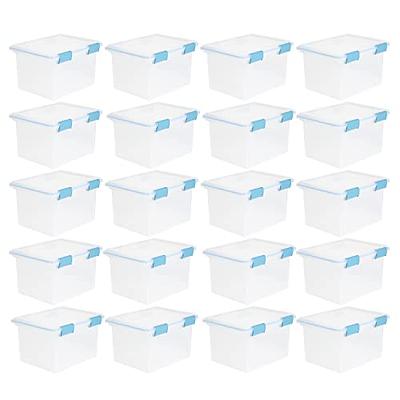 Iris 7.5 gal. Weatherpro Clear Plastic Storage Box with Blue Lid (4-Pack)