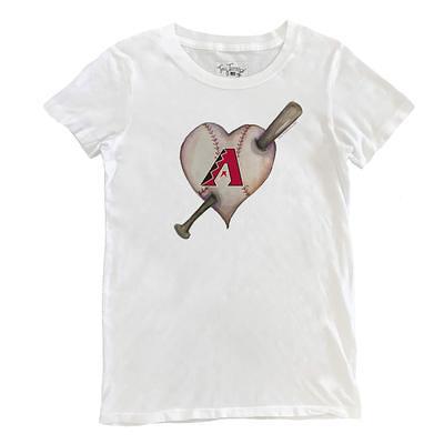 Women's Tiny Turnip White/Black Arizona Diamondbacks Baseball Cross Bats  3/4-Sleeve Raglan T-Shirt 