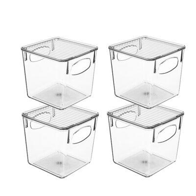 Sorbus 2 Plastic Storage Bins, Clear Kitchen, Pantry, and Bathroom Organizer with Lids and Handles