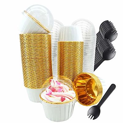 Webake 3.5 Ounce Disposable Rose Gold Tulip Aluminum Foil Cupcake Liners  (100pcs)