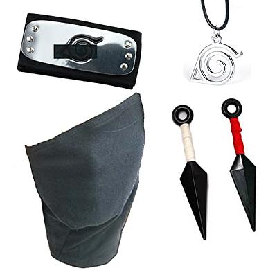 Anime Naruto Kakashi Cosplay Accessories Headband Mask Kunai Gloves Ninja  Uchiha Mittens