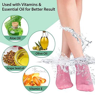 Noverlife 2 Pairs Silicone Moisturizing Socks Softening Dry Cracked Feet  Rough Skins & Anti Slip Aloe