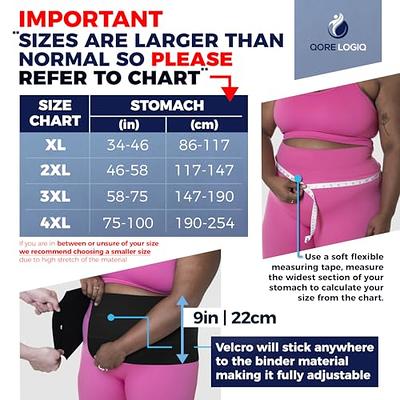 QORE LOGIQ Plus Size Abdominal Binder Post Surgery for larger Men + Women - Postpartum  Belly Band 