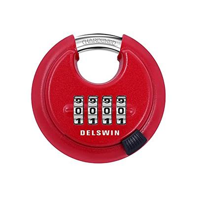 DELSWIN 4-Digit Combination Lock Outdoor Padlock - Heavy Duty Locker Lock with Hardened Steel Shackle, Waterproof Combo Lock for Gym Locker, Hasp