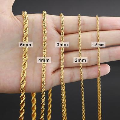Giftall 2MM Rope Chain Necklace Stainless Steel Twist Rope Chain