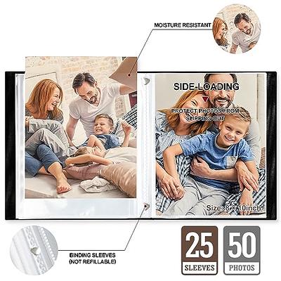 Miaikoe Photo Album 8x10 Clear Pages Pockets Leathe Cover Slip Slide in  Photo Album Holds 50 Vertical 8x10 Photos Picture Book for Wedding Family
