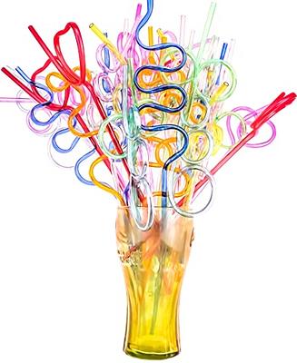 10Pcs Colorful Drinking Straws Crazy Curly Loop Plastic Straw For Party-OR