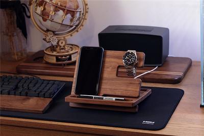 Office Desk Accessories,personilized Wood Desk Organizer,gifts for Husband, desk Organizer,ipad Stand, Mens Valet Station Gift, Watch Charger 