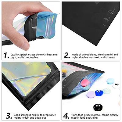 100/200 Pack Smell Proof Black Mylar Bags Resealable Zip Lock Pouch Matte  Foil