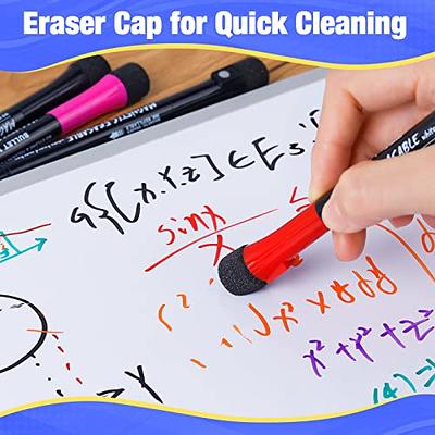Magnetic Dry Erase Markers Fine: 12 Colors Erasable Whiteboard Markers Fine  Point With Eraser Cap, Low Odor White Board Dry Erase Pens Fine Tip For Ki