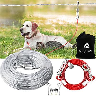 Dog Tie Out Runner Cable for Yard, Heavy Duty Dog Trolley System for Large  Dogs,100ft Dog Zipline Aerial Run with 10ft Pulley Runner Line and Cable  Sling for Yard, Outside, Camping 