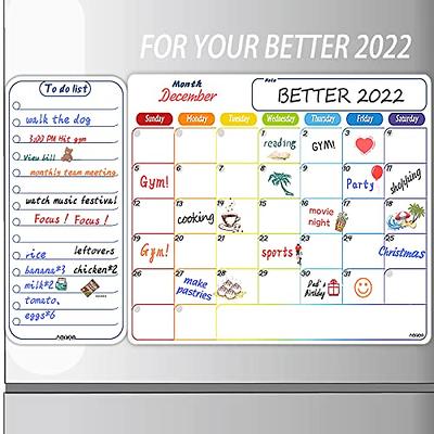 Magnetic Dry Erase Refrigerator Calendar with Markers - 15 x 11 Monthly  Fridge Calendar and Today List, Fridge Whiteboard with Back Magnet